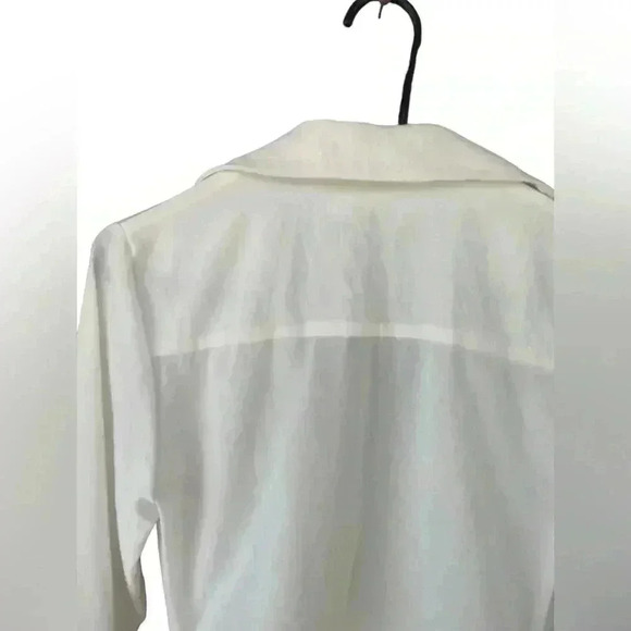 Choosy women’s draped cream ivory low Deep Plunge collar long sleeve button down - Picture 9 of 12